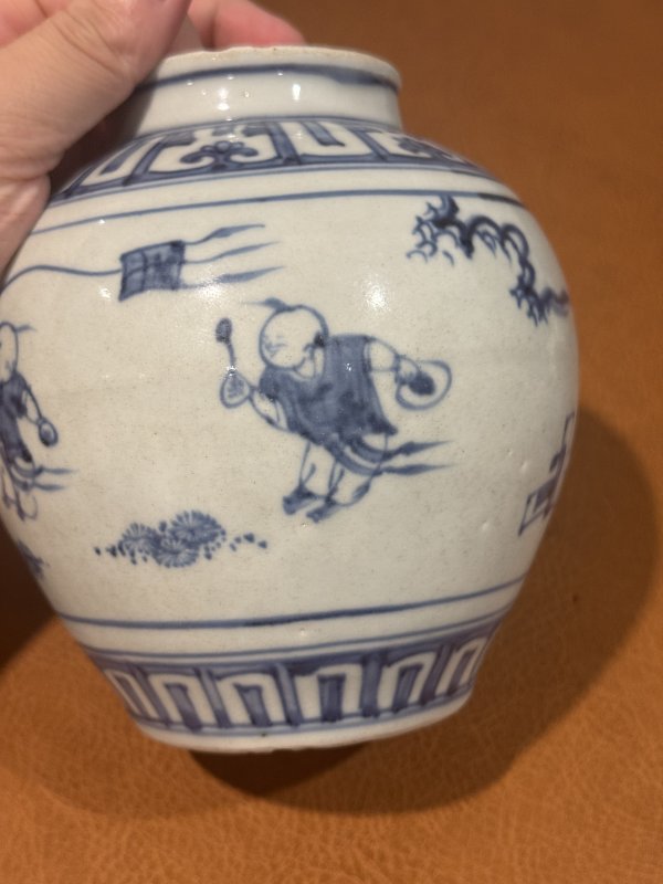 明 青花婴戏罐 - 图4