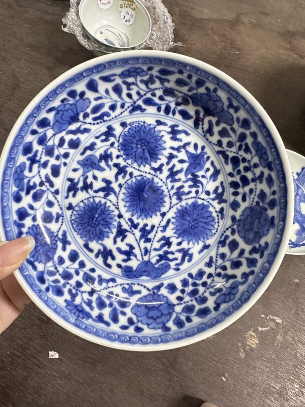 清 青花团菊纹盘 - 图3