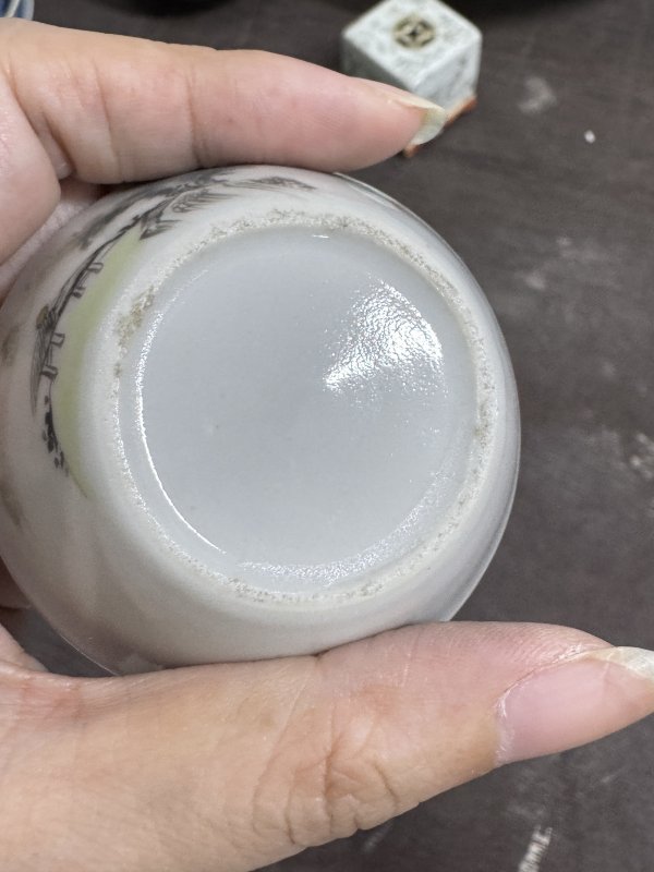 清 墨彩山水纹杯二件 - 图13