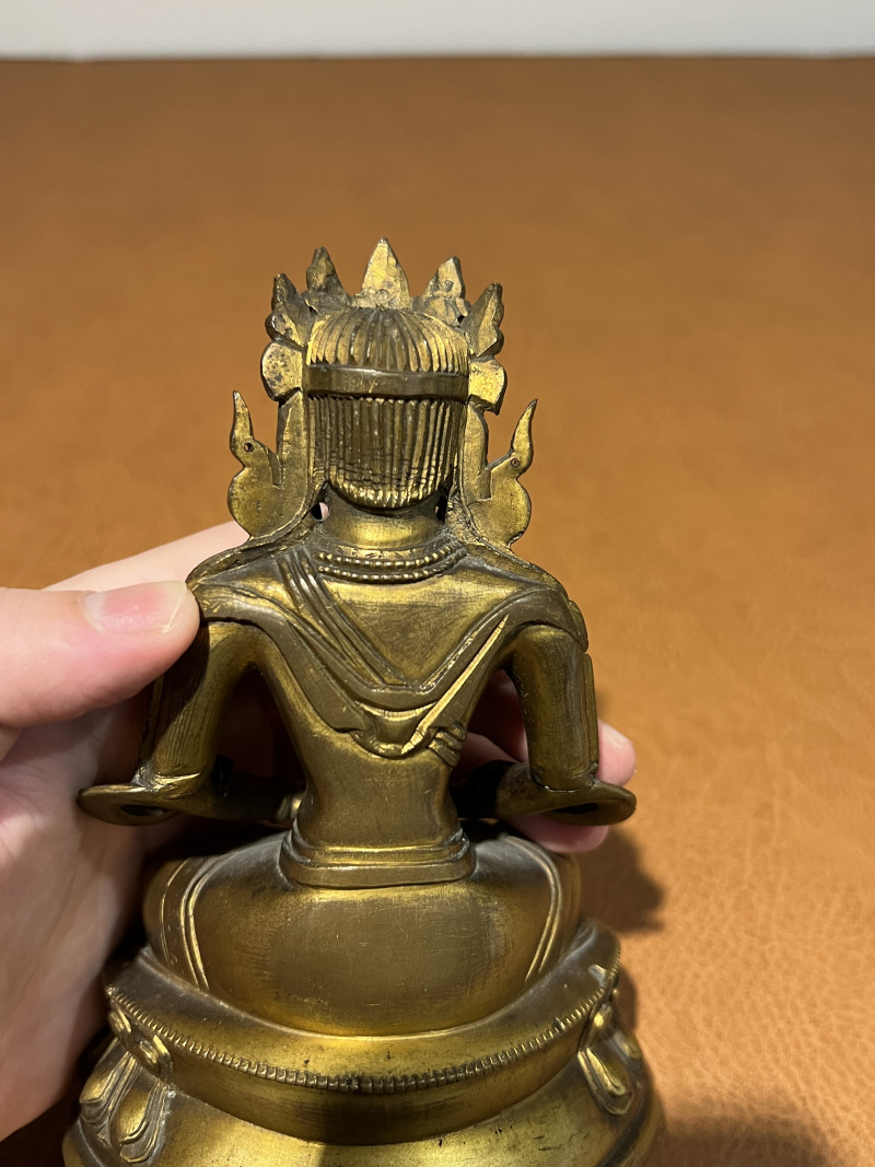 清乾隆 铜鎏金无量寿佛 - 图8