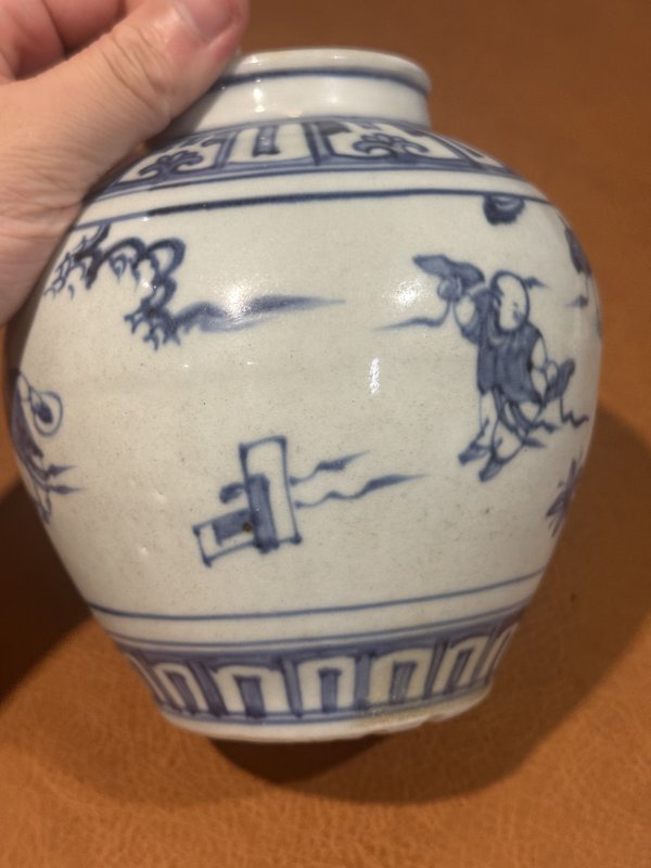 明 青花婴戏罐 - 图5