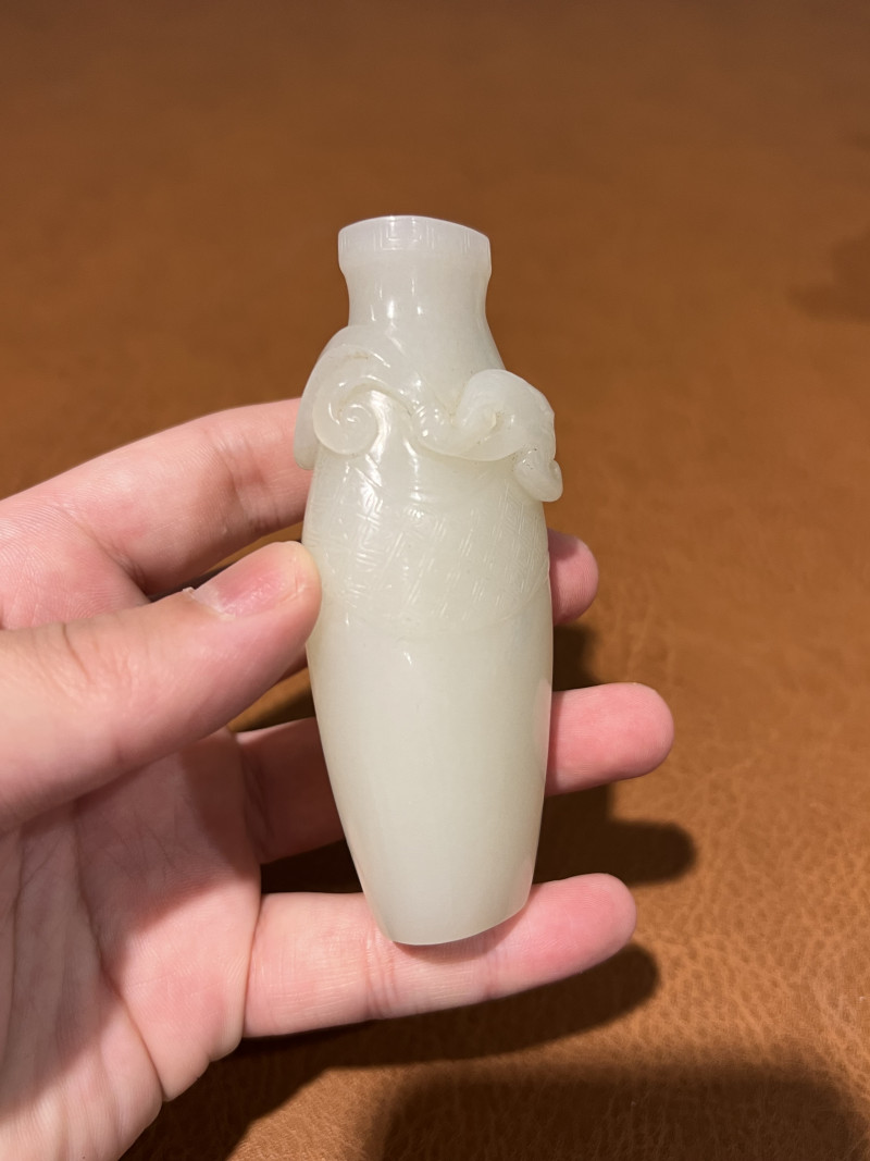 清 白玉螭龙香插 - 图5