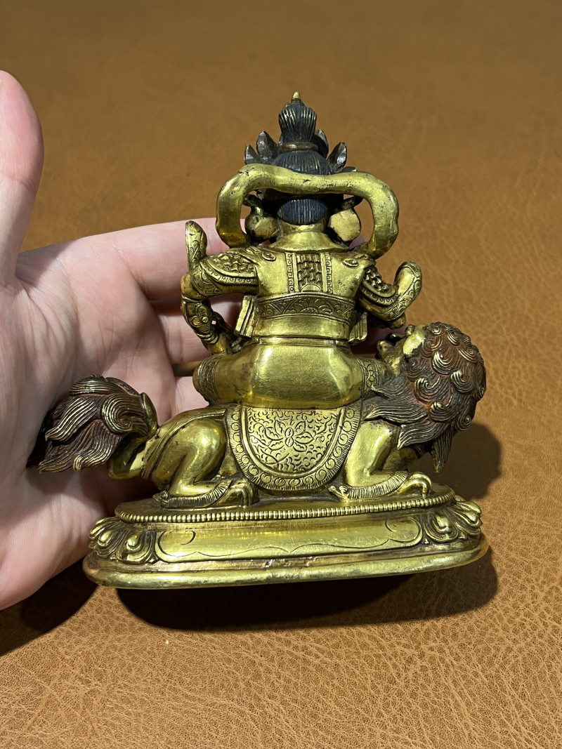 清乾隆 铜鎏金财宝天王 - 图6