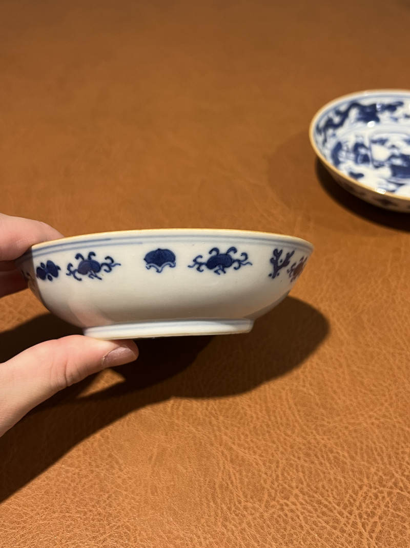 清 青花婴戏纹盘（一对） - 图4