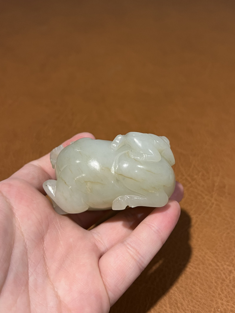 清 白玉牧童戏牛摆件 - 图4