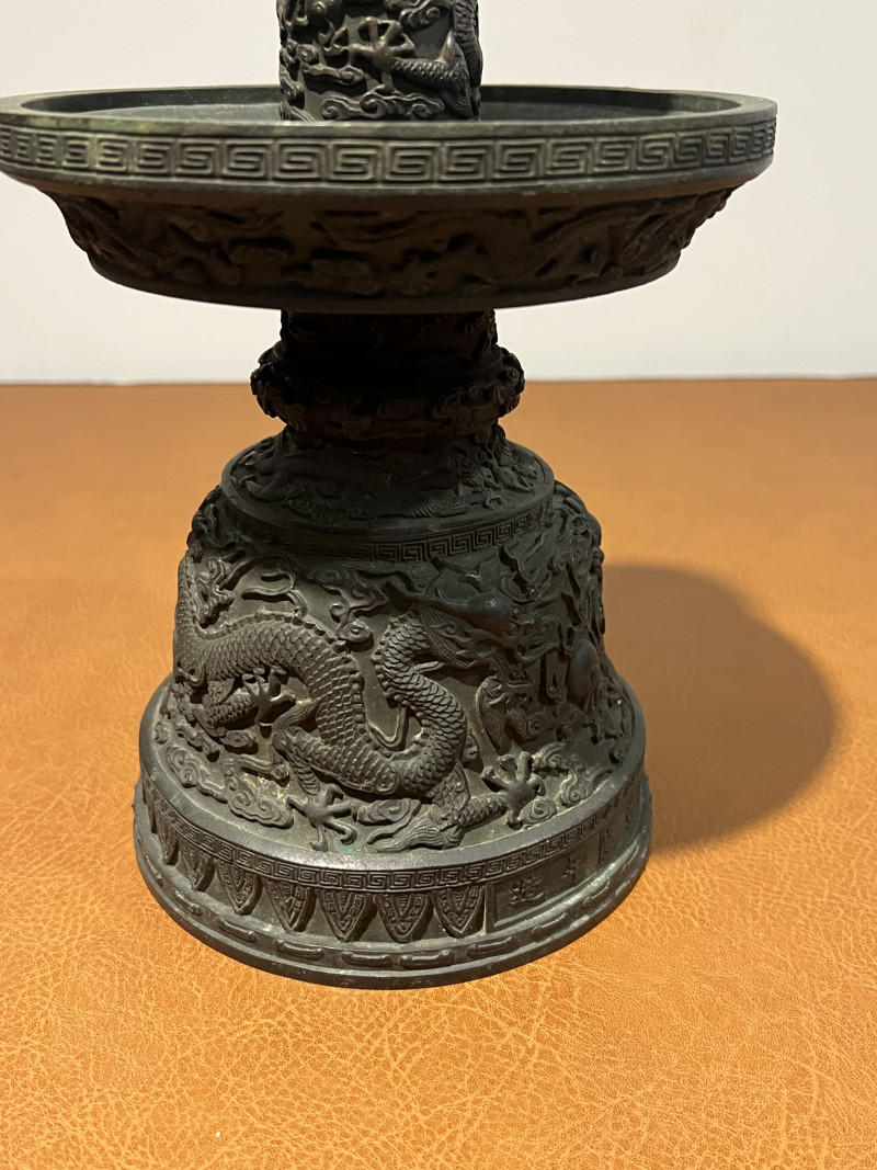 清乾隆 御制铜铸云龙烛台 - 图6