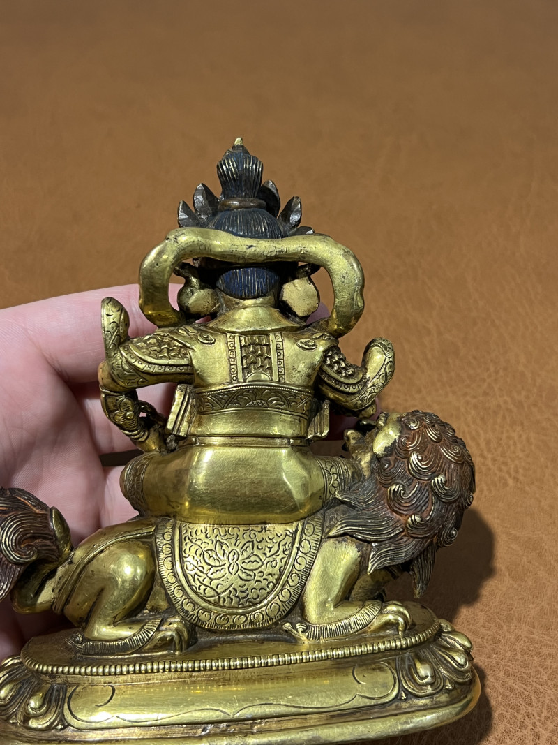 清乾隆 铜鎏金财宝天王 - 图7