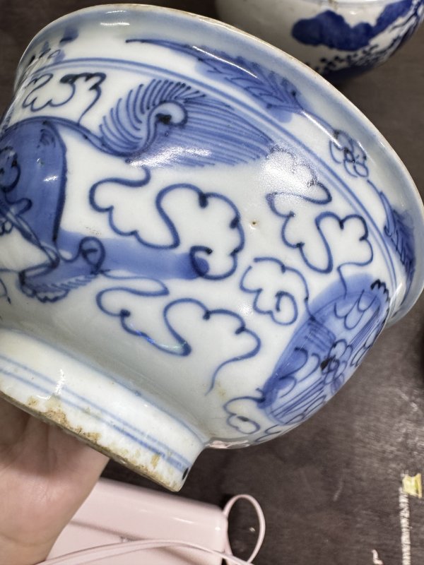 清 青花狮子绣球纹碗一对 - 图16