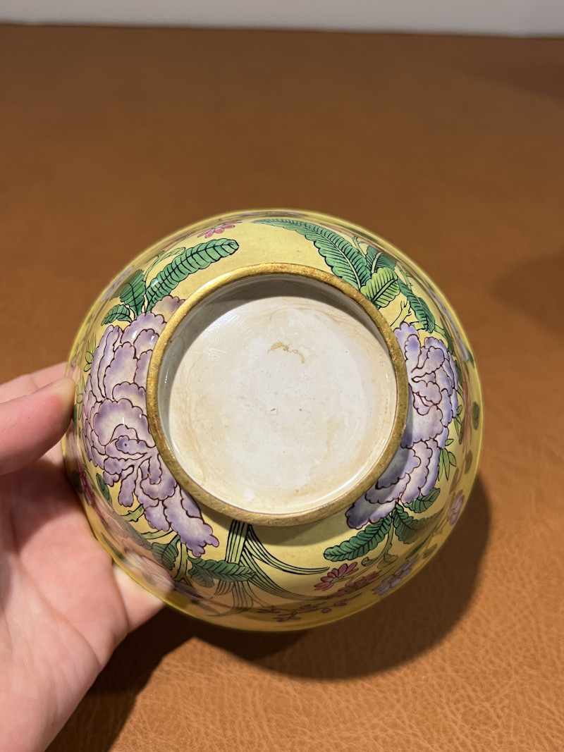 清 铜胎珐琅花卉纹碗 - 图8