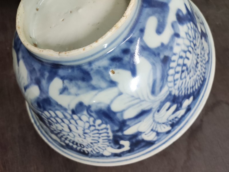 明 青花菊花纹折沿碗 - 图5