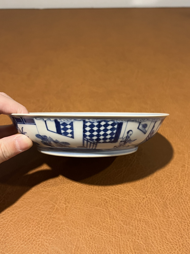 清乾隆 青花岁寒三友纹盘 - 图4