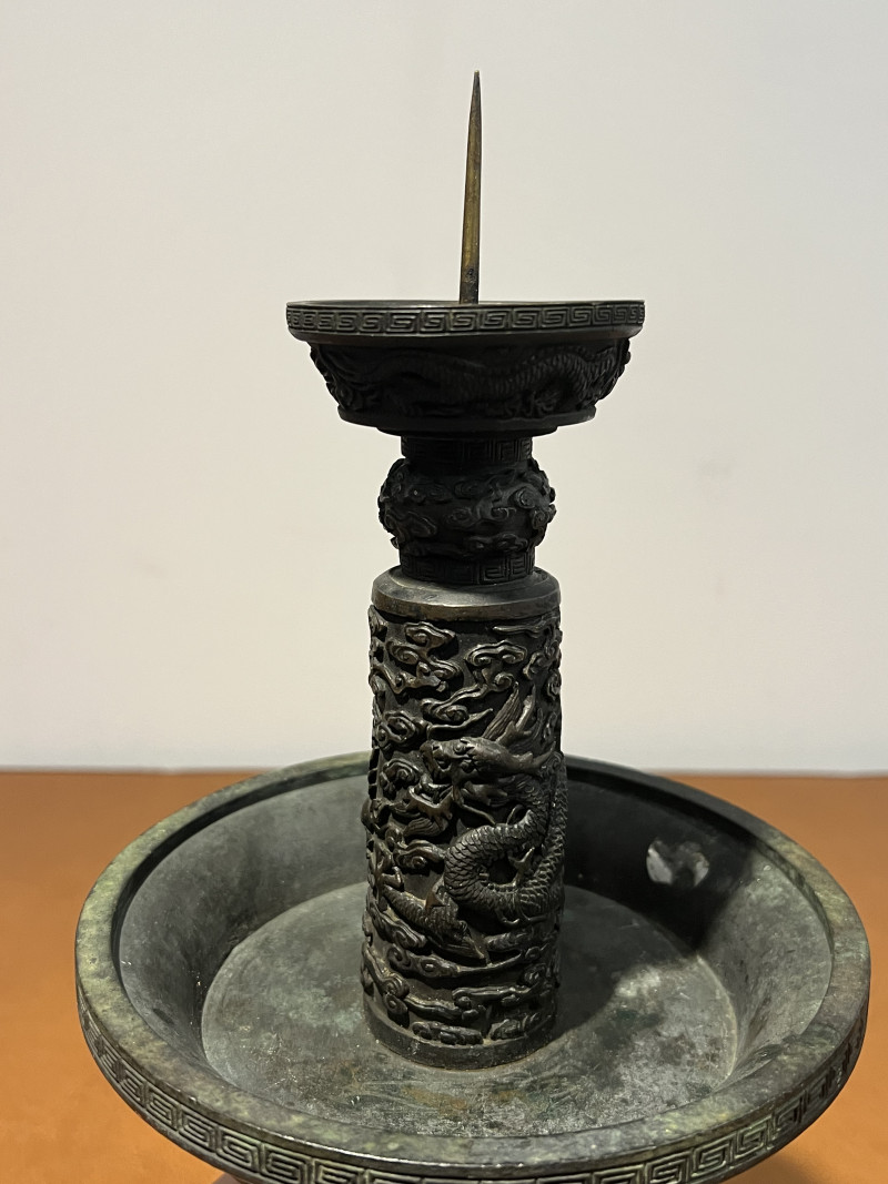 清乾隆 御制铜铸云龙烛台 - 图7