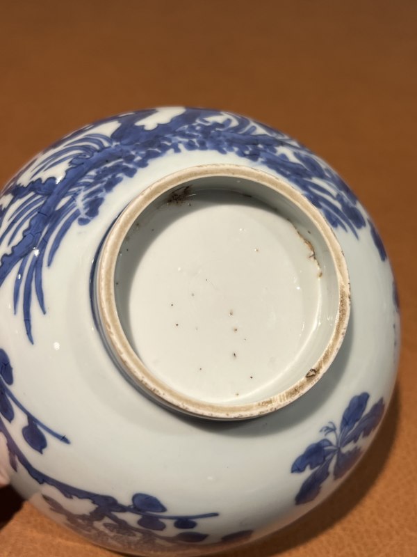 清康熙 青花洞石花鸟纹大碗 - 图10