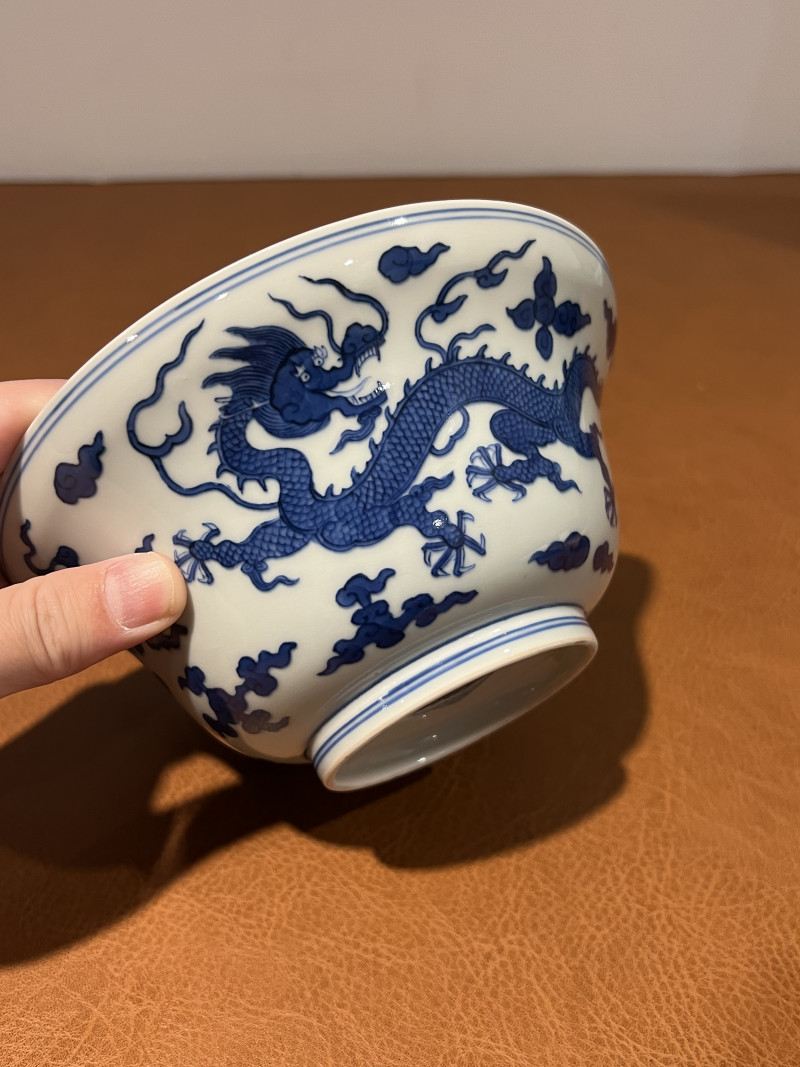 清道光 青花云龙纹折腰碗 - 图9