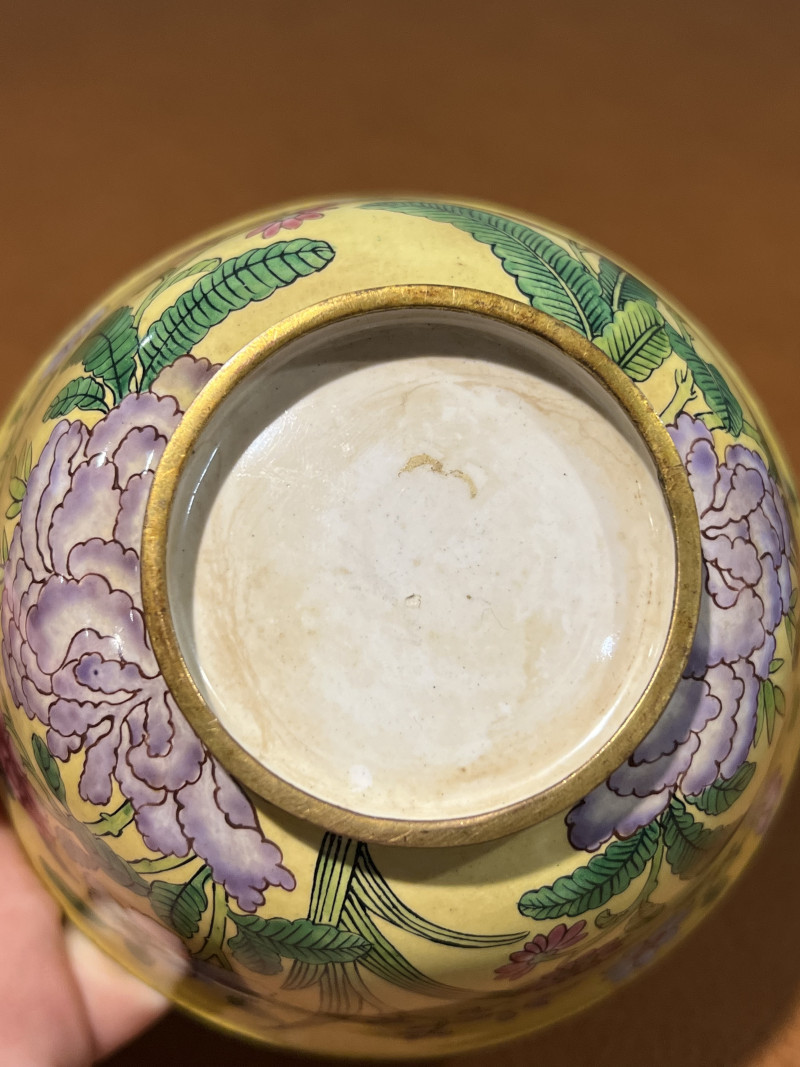 清 铜胎珐琅花卉纹碗 - 图9