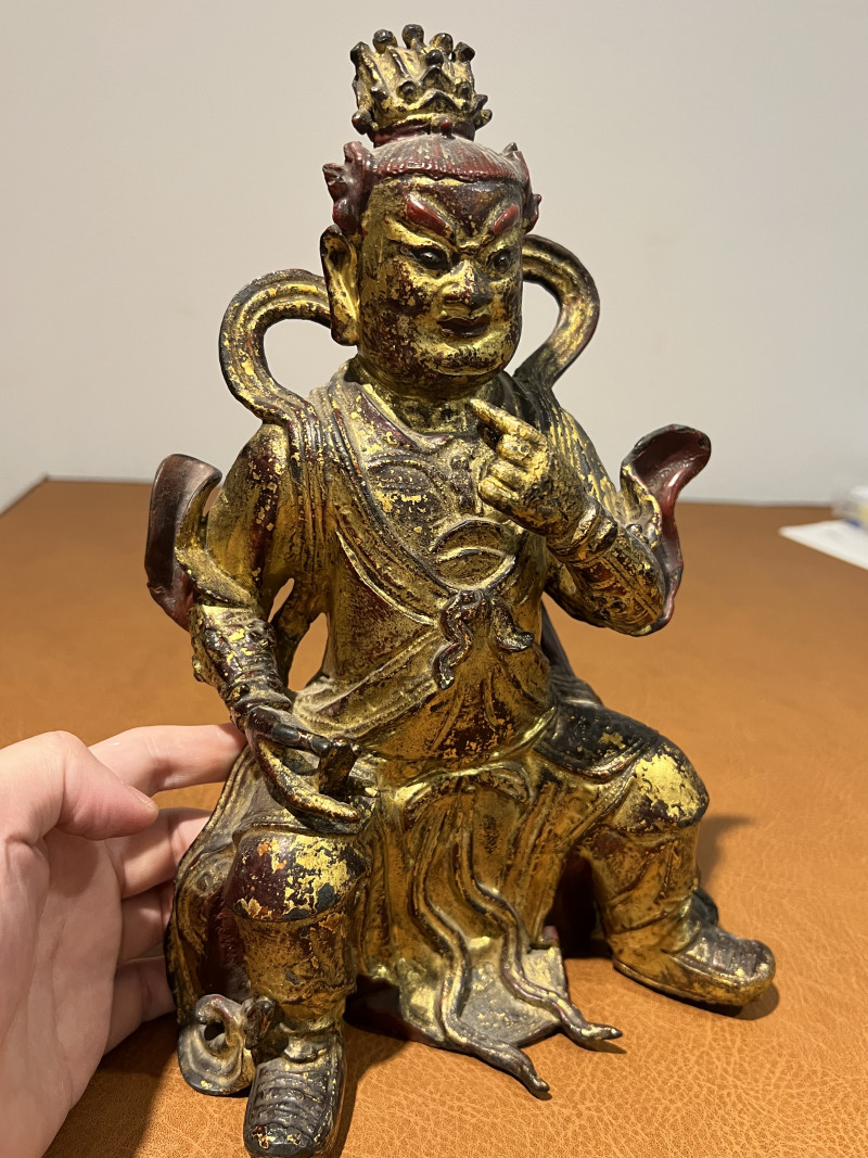 明 铜漆金天王像 - 图5