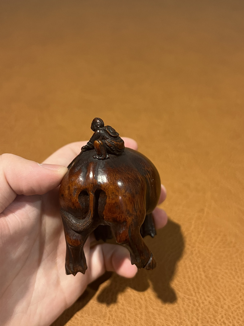 清中期 根雕牧童骑牛像 - 图5