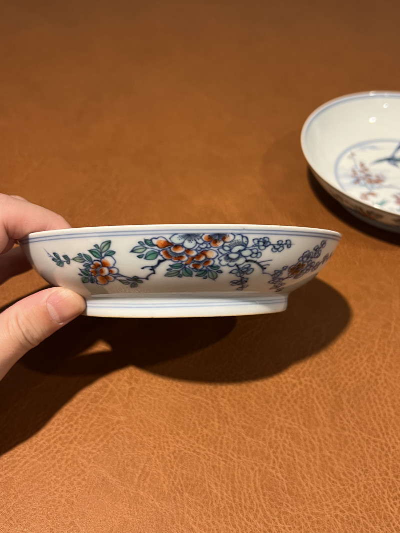 清康熙 斗彩喜上眉梢纹盘（一对） - 图12