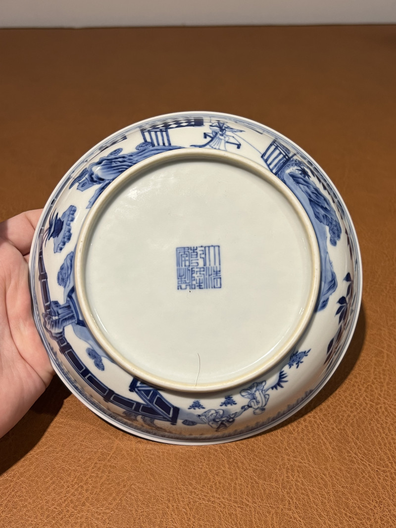 清乾隆 青花岁寒三友纹盘 - 图5