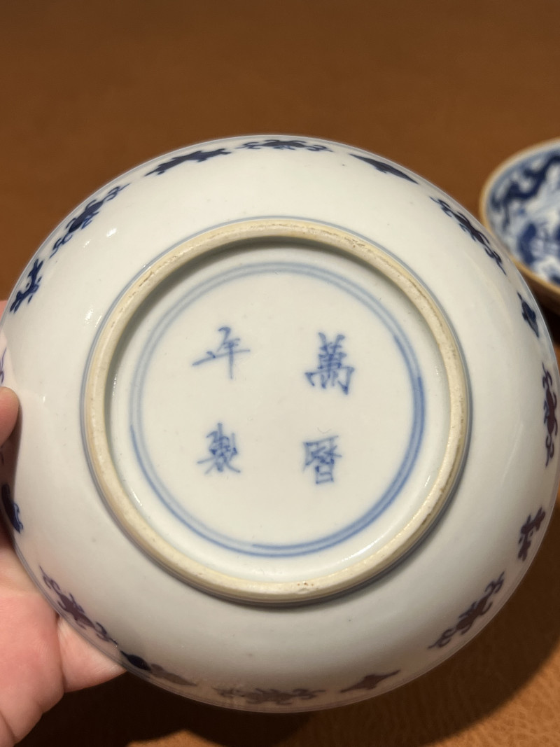 清 青花婴戏纹盘（一对） - 图6