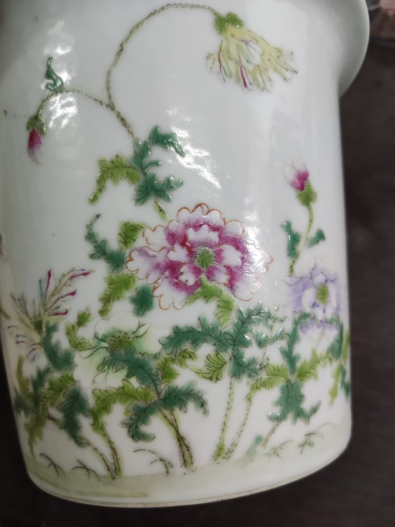 清 粉彩花卉纹花盆 - 图3