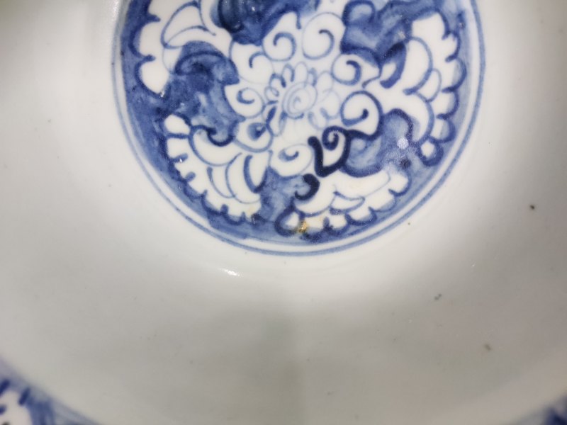 明 青花菊花纹折沿碗 - 图7