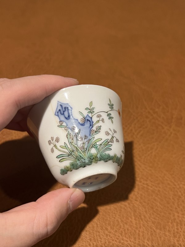 清康熙 青花五彩水仙花神杯 - 图6