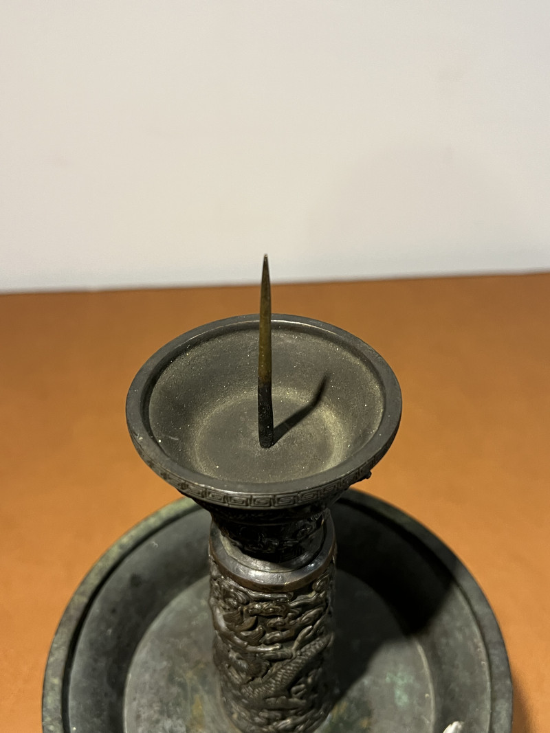 清乾隆 御制铜铸云龙烛台 - 图8