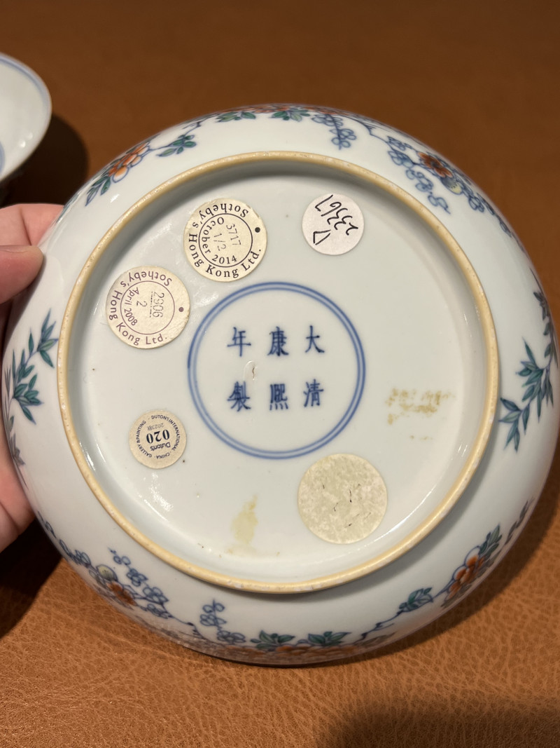 清康熙 斗彩喜上眉梢纹盘（一对） - 图8