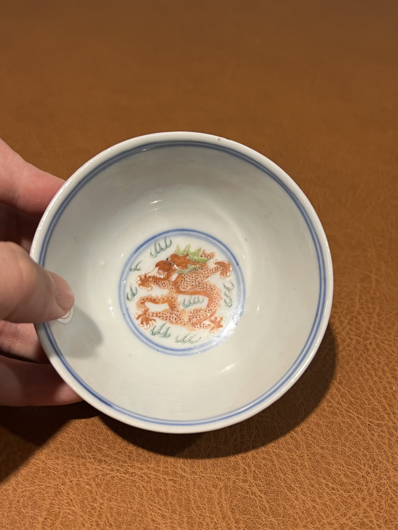 清光绪 五彩龙凤纹碗 - 图6