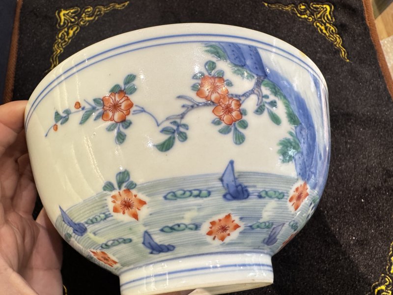 清 斗彩落花流水纹碗 - 图6