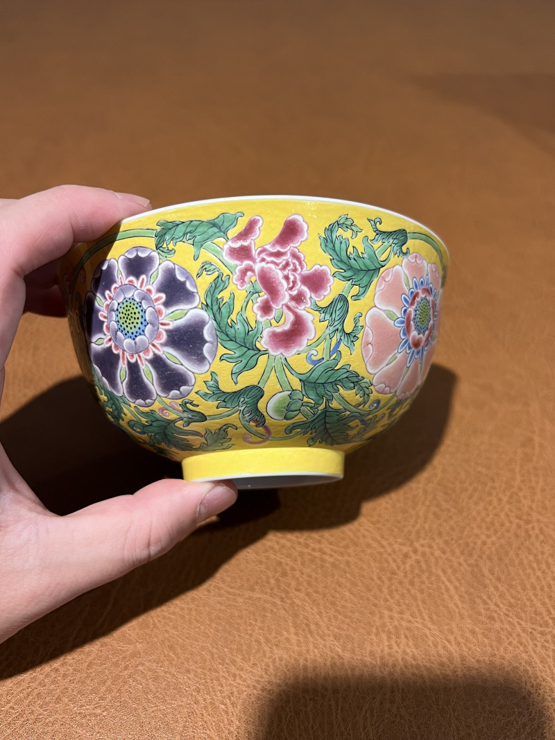 清康熙 御制黄地珐琅彩缠枝花卉纹盌 - 图10