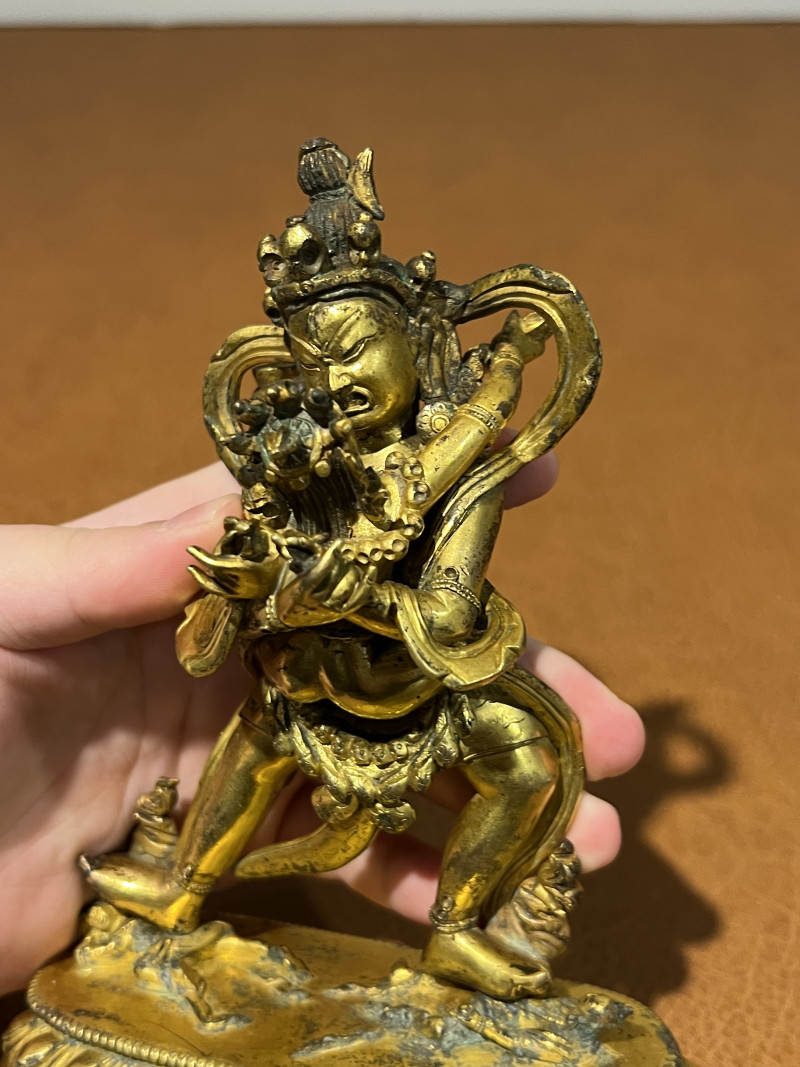 清乾隆 铜鎏金胜乐金刚像 - 图5