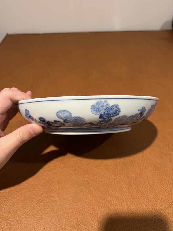 清雍正 青花牡丹花蝶纹盘 - 图4