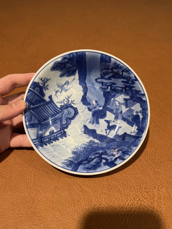 清康熙 青花人物故事纹盘 - 图2