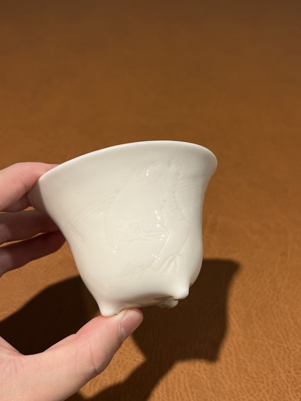 十七世纪 德化乳足琴鹤诗文杯 - 图5