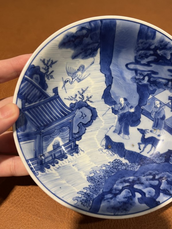 清康熙 青花人物故事纹盘 - 图6