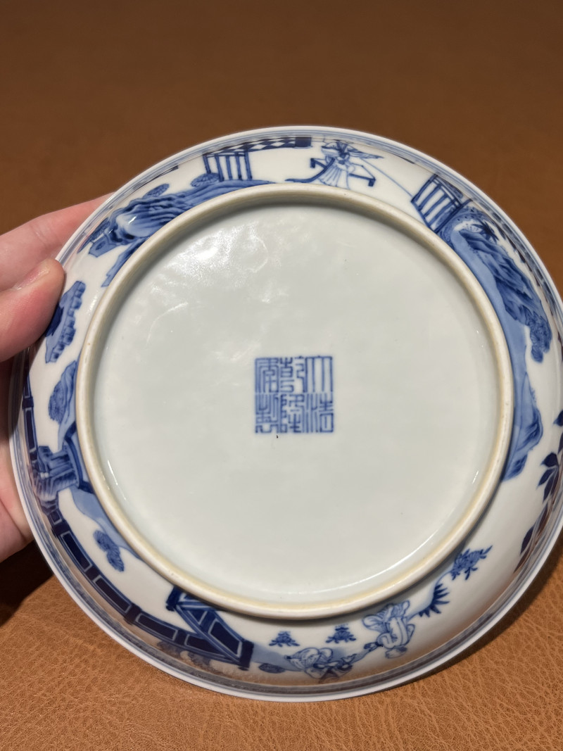 清乾隆 青花岁寒三友纹盘 - 图10