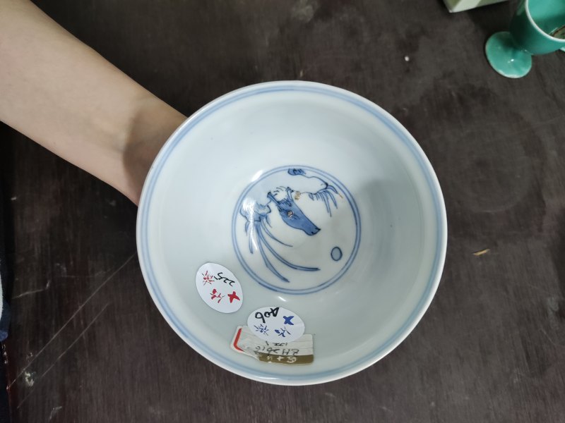 明 青花芦雁纹碗一对 - 图3