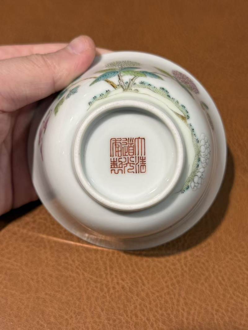 清道光 粉彩绣球花卉纹碗 - 图9