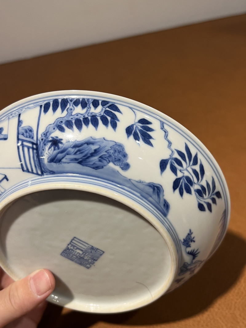 清乾隆 青花岁寒三友纹盘 - 图7