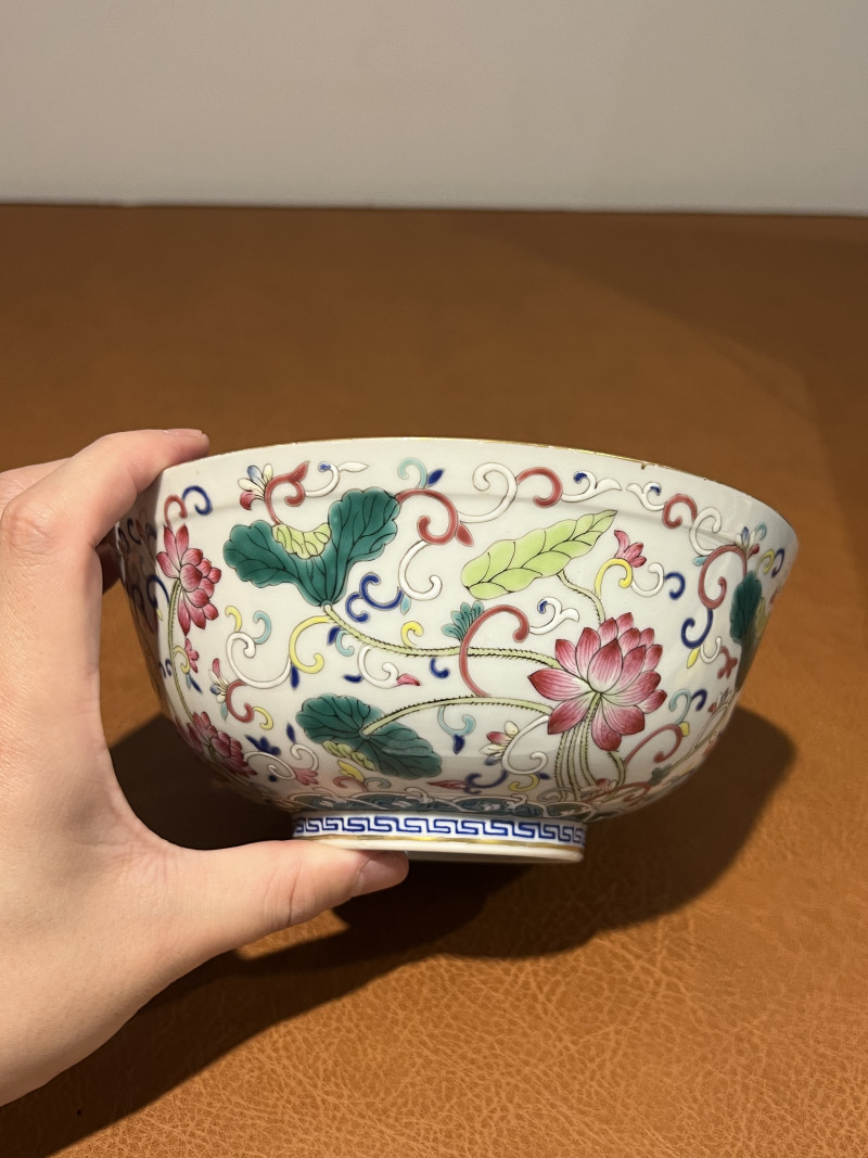 清光绪 青花粉彩荷花纹碗 - 图5