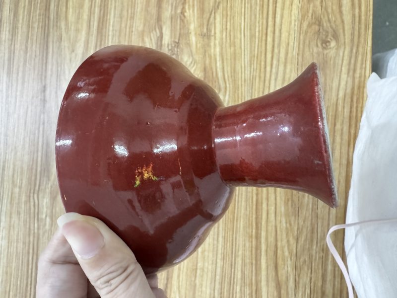 清 钧红釉高足碟 - 图4