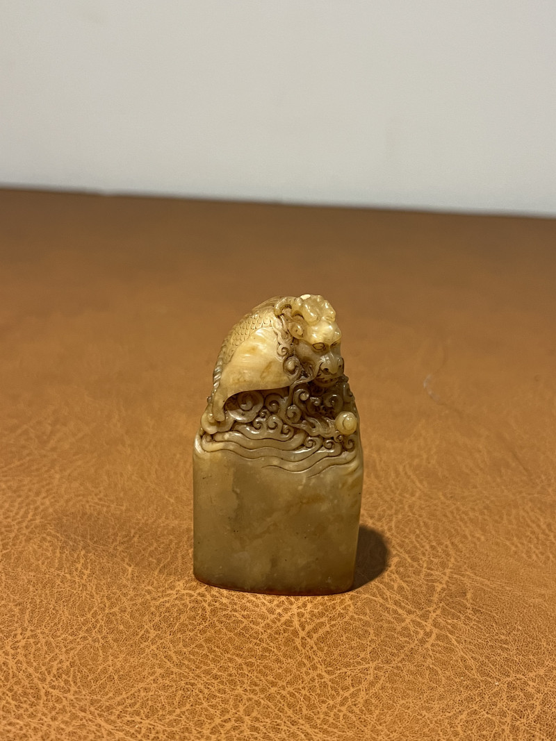 清 寿山石鱼化龙印章 - 图2