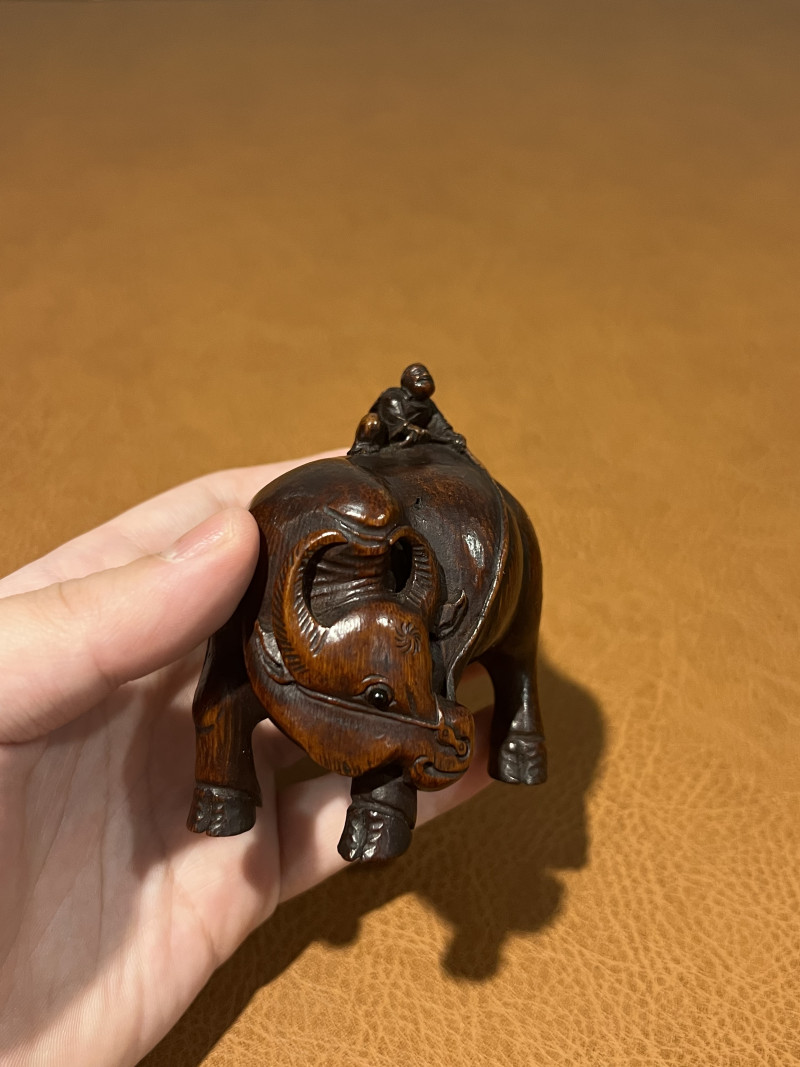 清中期 根雕牧童骑牛像 - 图3