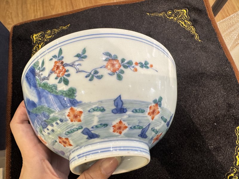 清 斗彩落花流水纹碗 - 图9