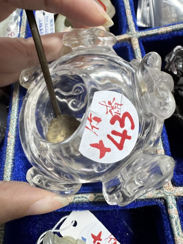 清 水晶灵芝洗配座、铜勺 - 图2
