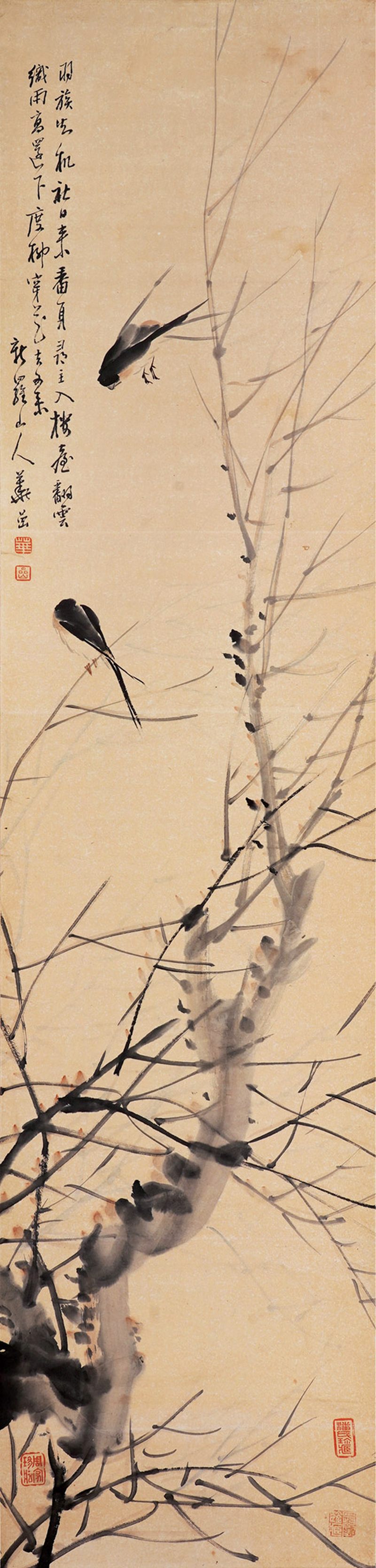 清 华喦花鸟立轴