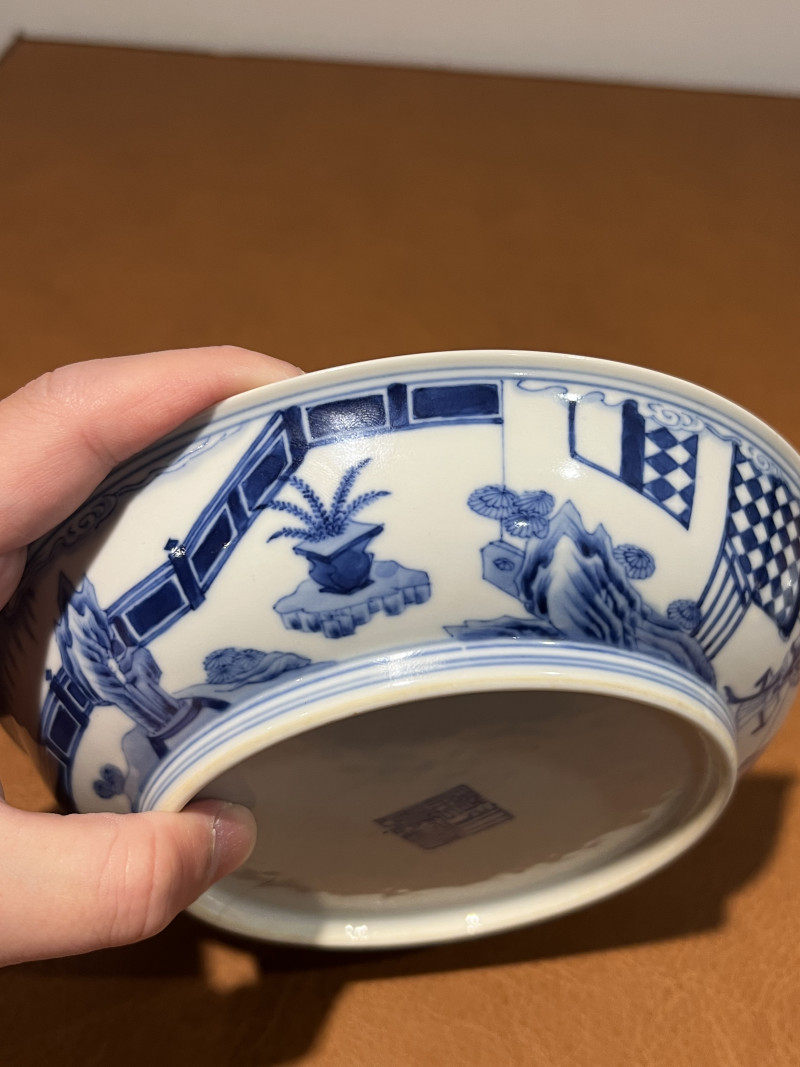 清乾隆 青花岁寒三友纹盘 - 图8