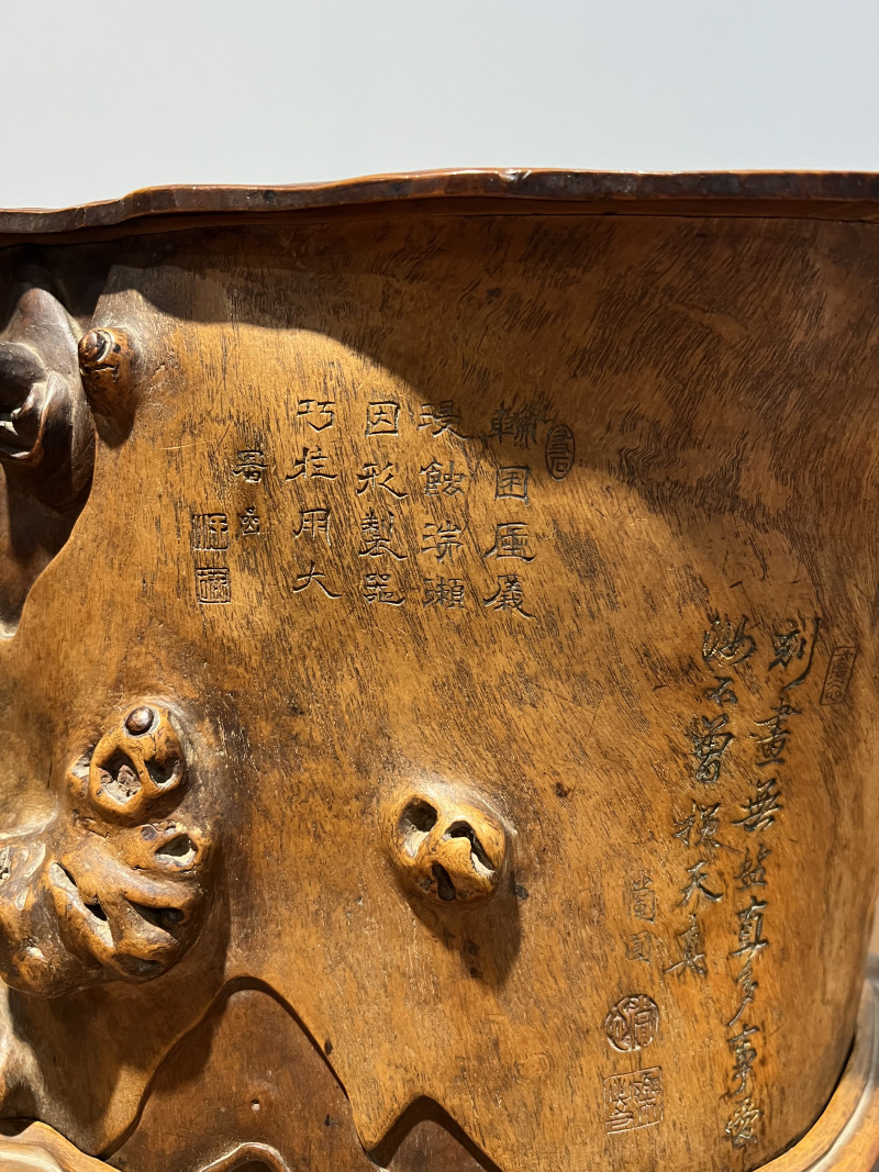 清 随型根雕诗文大笔海 - 图8